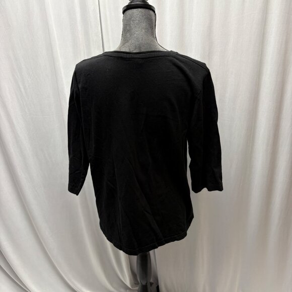 Live and Tell BINGO BITCHES Womens Top Size XL 3/4 Sleeve Black V-Neck Shirt - Picture 3 of 7